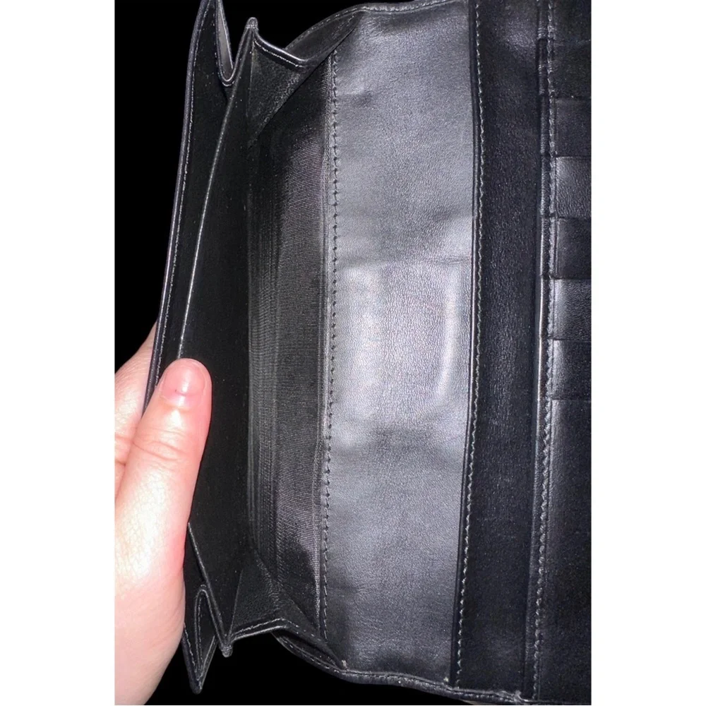 Authentic Gucci leather canvas long wallet with no brand gunmetal chain - Picture 8 of 11